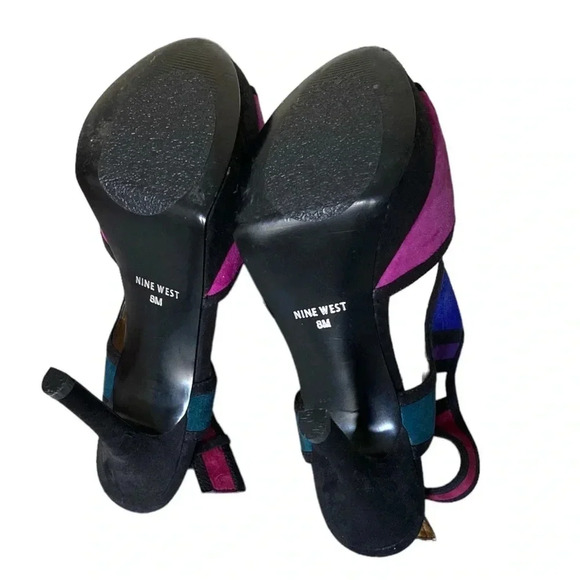 NINE WEST | WOMEN'S FOUNDER PEPTOE PLATFORM PUMP MULTICOLOR SUEDE SIZE 8M (NWOB) - Picture 8 of 8